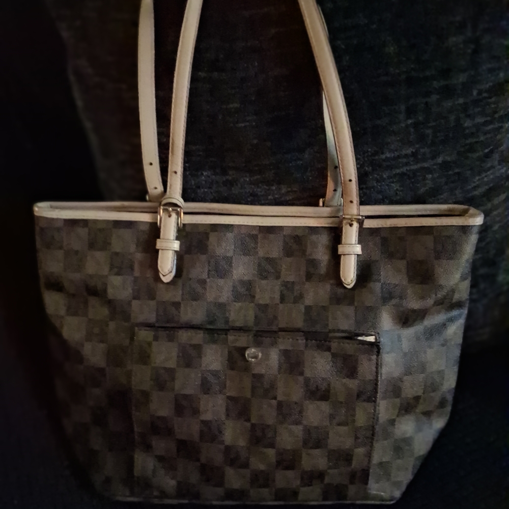 Michael Kors Brown Checkered Tote